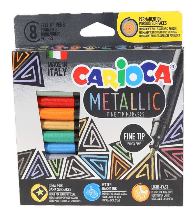 Carioca Marqueurs Métallique Pointe Fine (Pack de 8 Couleurs)
